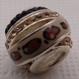 Persona 925 Sterling Silver Animal Print Rhinestone Charm